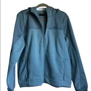 Under Armour Grey ColdGear Hooded Herringbone Jacket EUC